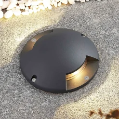 Lindby LED vloerspot Cormac, 2-lamps, Ø 21 cm, IP67