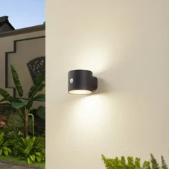 Lindby LED wandlamp Amren, zwart, ABS, sensor