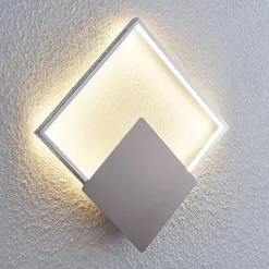 Lindby LED wandlamp Anays, 32 cm x 32 cm, chroom/helder