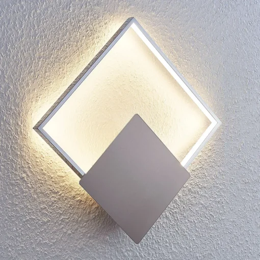 Lindby LED wandlamp Anays, 32 cm x 32 cm, chroom/helder