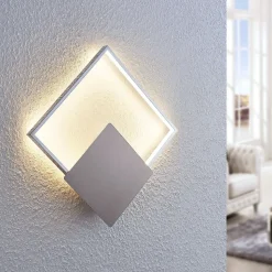 Lindby LED wandlamp Anays, 32 cm x 32 cm, chroom/helder