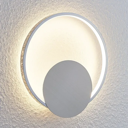 Lindby LED wandlamp Anays, Ø 32 cm, chroom/helder, kunststof