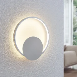 Lindby LED wandlamp Anays, Ø 32 cm, chroom/helder, kunststof