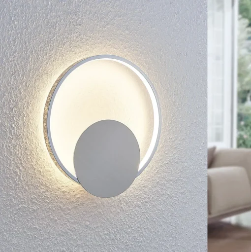Lindby LED wandlamp Anays, Ø 32 cm, chroom/helder, kunststof