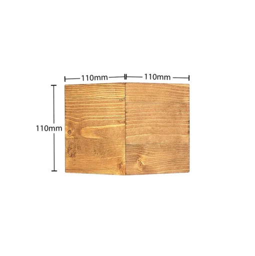 Lindby LED wandlamp Benicio, 11 cm, hoekig, hout