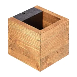 Lindby LED wandlamp Benicio, 11 cm, hoekig, hout