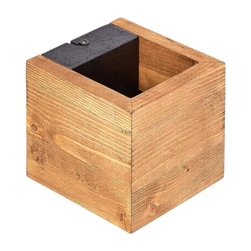 Lindby LED wandlamp Benicio, 11 cm, hoekig, hout