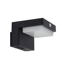 Lindby LED wandlamp Eleazar op zonne-energie, zwart, sensor, dimbaar