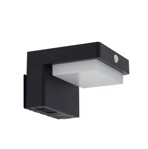 Lindby LED wandlamp Eleazar op zonne-energie, zwart, sensor, dimbaar