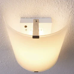 Lindby LED wandlamp Helmi, hoogte 21 cm, glas, halfrond