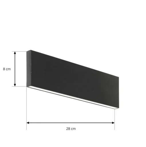 Lindby LED wandlamp Ignazia, 28cm, zwart, metaal, omhoog/omlaag