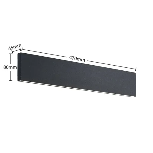 Lindby LED wandlamp Ignazia, 47cm, zwart, metaal, omhoog/omlaag