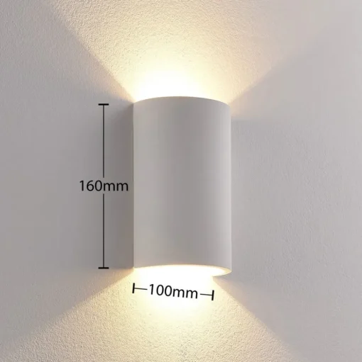 Lindby LED wandlamp Jenke, hoogte 16 cm, wit, gips