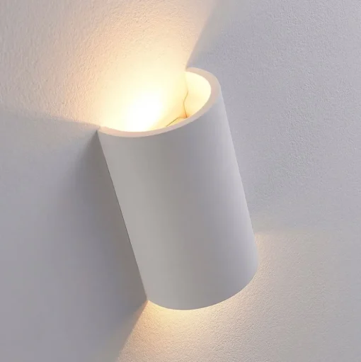 Lindby LED wandlamp Jenke, hoogte 16 cm, wit, gips