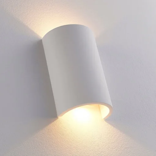 Lindby LED wandlamp Jenke, hoogte 16 cm, wit, gips