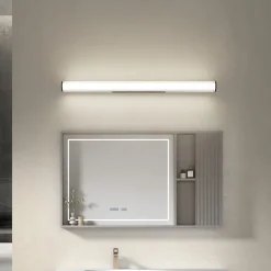 Lindby LED wandlamp Kirka, zwart, metaal, IP44, 90cm, CCT