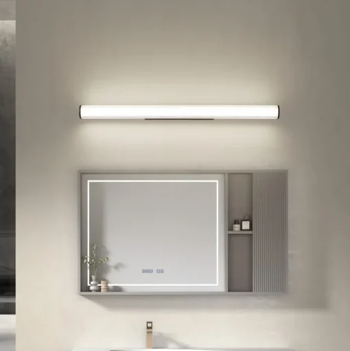 Lindby LED wandlamp Kirka, zwart, metaal, IP44, 90cm, CCT