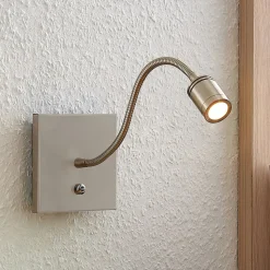 Lindby LED wandlamp Legera, 11 cm, nikkelkleurig, flexibele arm