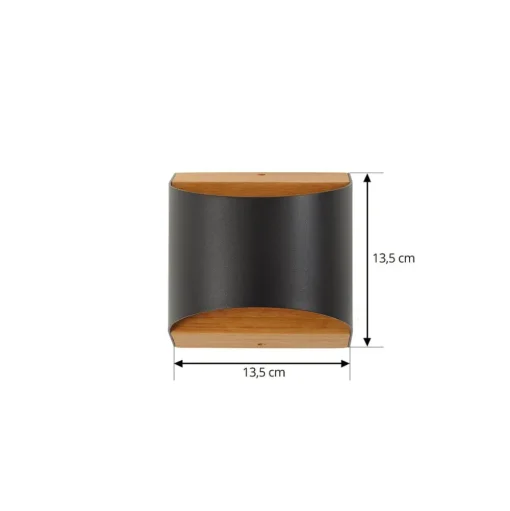 Lindby LED wandlamp Lenore, zwart, metaal, 13 cm, IP44