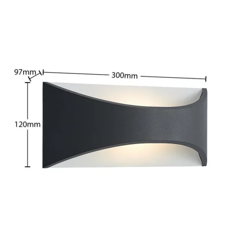 Lindby LED wandlamp Mathea, 30 cm, antraciet, aluminium, IP65