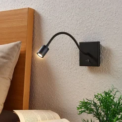 Lindby LED wandlamp Mayar, 2st, zwart, leeslamp, 11 cm