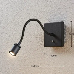 Lindby LED wandlamp Mayar, 2st, zwart, leeslamp, 11 cm