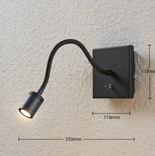 Lindby LED wandlamp Mayar, 2st, zwart, leeslamp, 11 cm