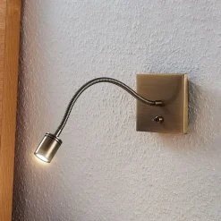 Lindby LED wandlamp Mayar, messing, metaal, leeslamp, 11cm