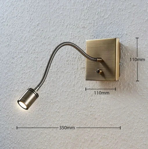 Lindby LED wandlamp Mayar, messing, metaal, leeslamp, 11cm