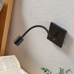 Lindby LED wandlamp Mayar, zwart, metaal, leeslamp, 11cm