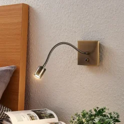 Lindby LED wandlamp Mayar, 2, messing, leeslamp, 11 cm