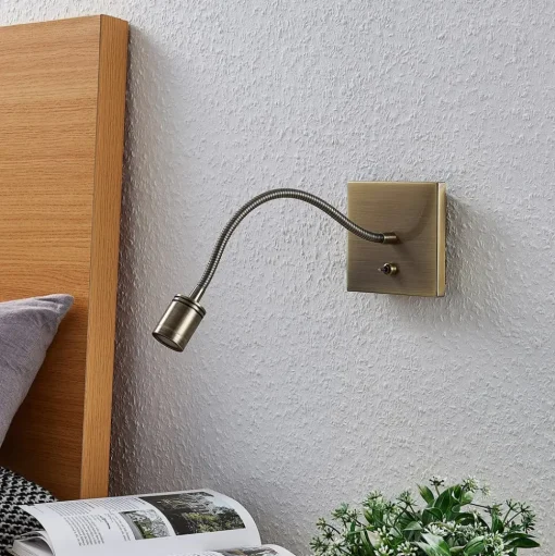 Lindby LED wandlamp Mayar, 2, messing, leeslamp, 11 cm