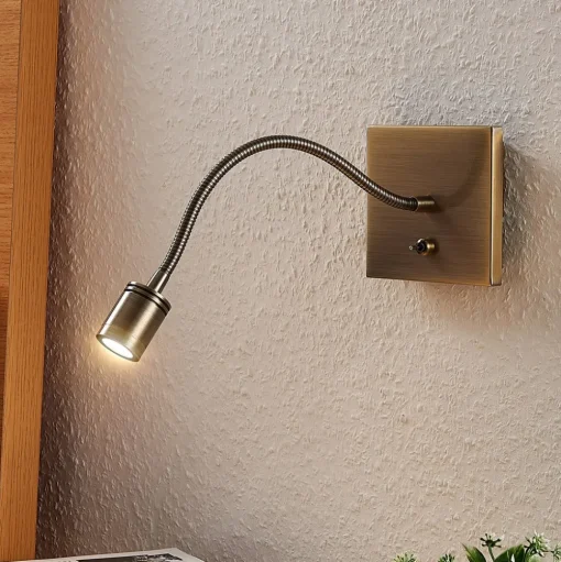 Lindby LED wandlamp Mayar, 2, messing, leeslamp, 11 cm