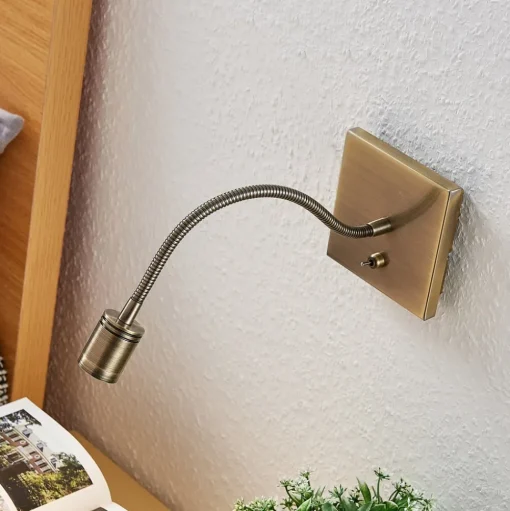 Lindby LED wandlamp Mayar, 2, messing, leeslamp, 11 cm