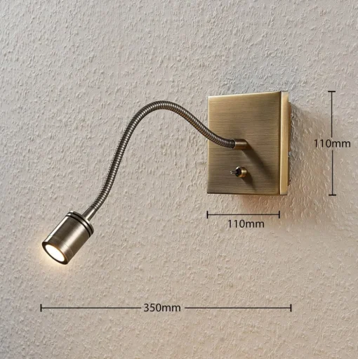 Lindby LED wandlamp Mayar, 2, messing, leeslamp, 11 cm