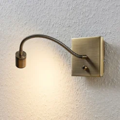 Lindby LED wandlamp Mayar, 2, messing, leeslamp, 11 cm