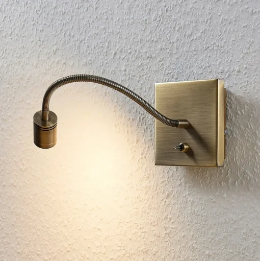Lindby LED wandlamp Mayar, 2, messing, leeslamp, 11 cm
