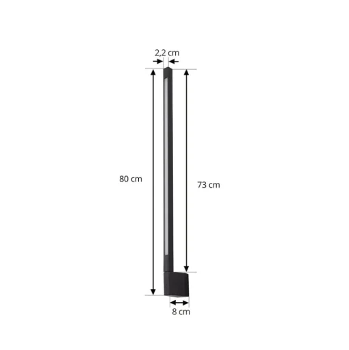 Lindby LED wandlamp Neano, 80cm, zwart, metaal, IP54