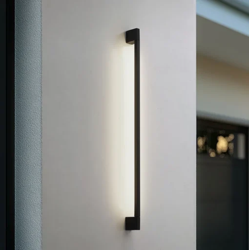 Lindby LED wandlamp Neano, 120cm, zwart, metaal, IP54