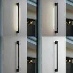 Lindby LED wandlamp Neano, 90cm, zwart, metaal, IP54