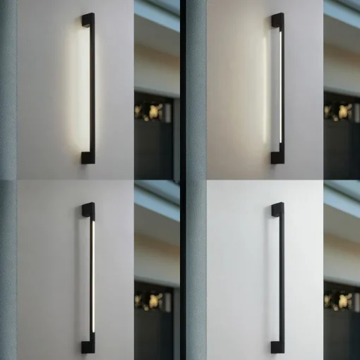 Lindby LED wandlamp Neano, 90cm, zwart, metaal, IP54