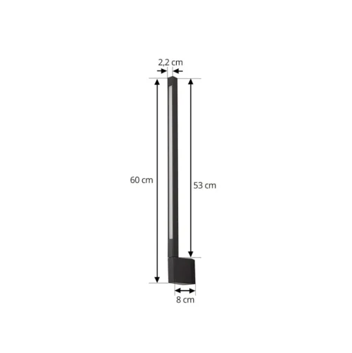 Lindby LED wandlamp Neano, 60cm, zwart, metaal, IP54