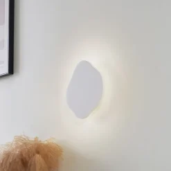 Lindby LED wandlamp Nielson, wit, gips, 30 x 30 cm
