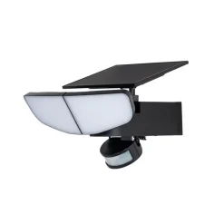 Lindby LED wandlamp op zonne-energie Naelin, zwart, sensor, IP44