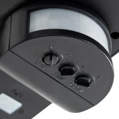 Lindby LED wandlamp op zonne-energie Naelin, zwart, sensor, IP44