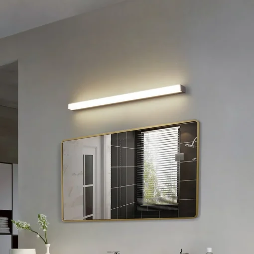 Lindby LED wandlamp Philippa, hoekig, 89 cm, aluminiumkleurig, IP44