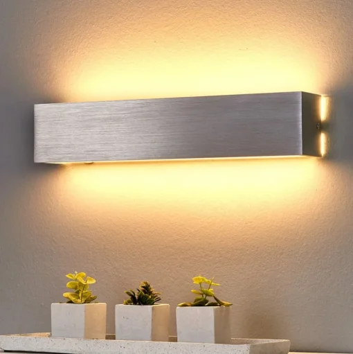 Lindby LED wandlamp Ranik, 40 cm, aluminiumkleurig, metaal