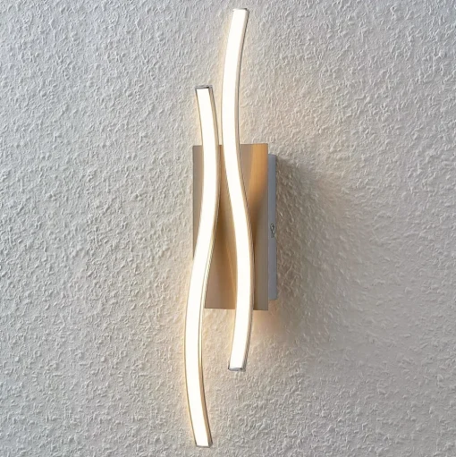 Lindby LED wandlamp Safia, 45 cm, nikkelkleurig, metaal