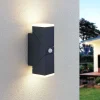 Lindby LED wandlamp Sally, 22 cm, antraciet, IP54, sensor