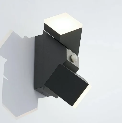 Lindby LED wandlamp Sally, 22 cm, antraciet, IP54, sensor